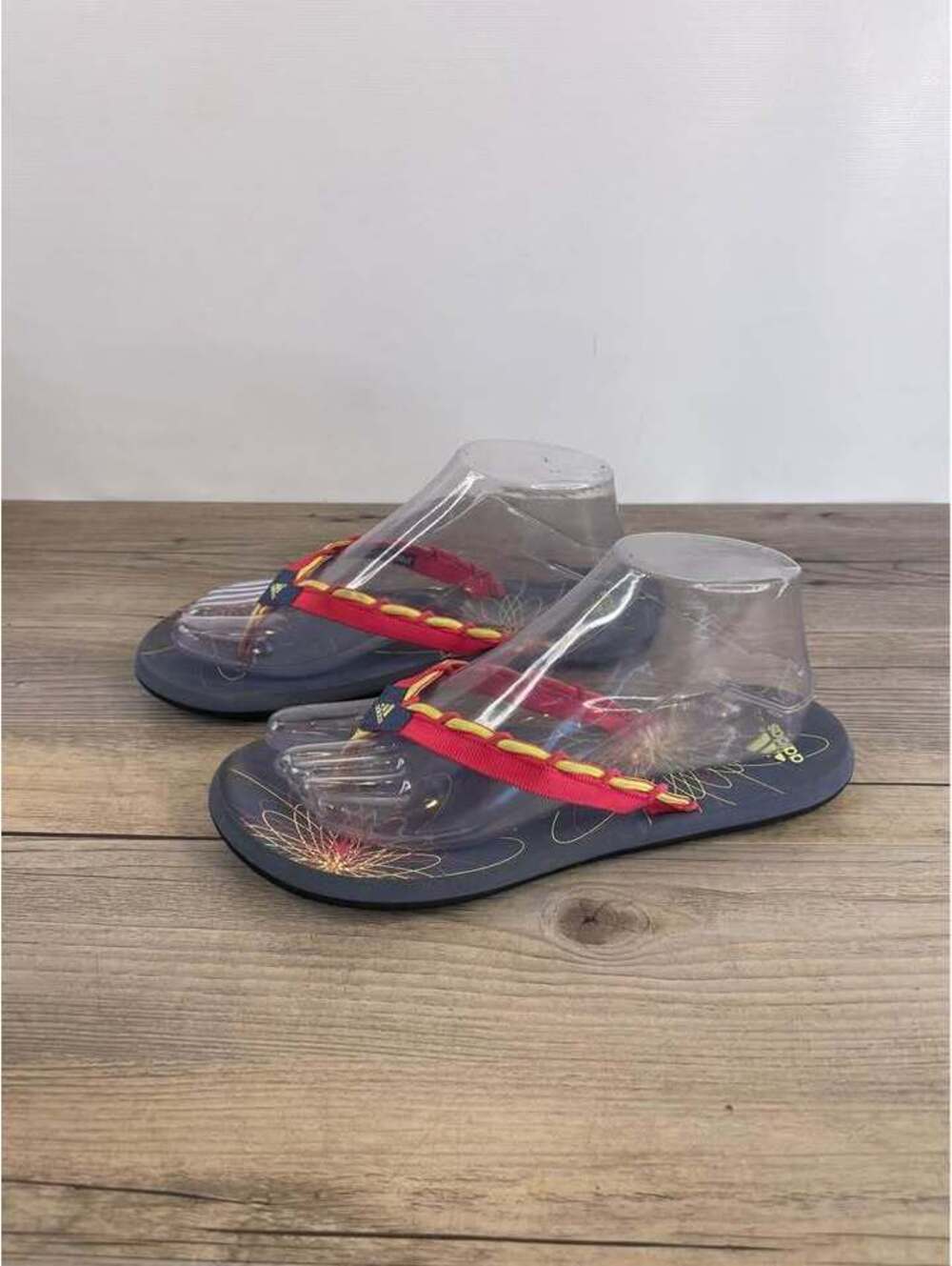 Adidas Sample Flip Flop Sandals Pink Yellow Graphic Womens Size 8